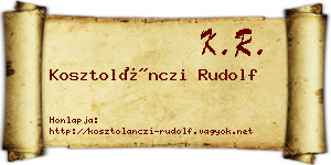Kosztolánczi Rudolf névjegykártya